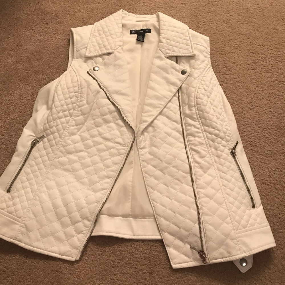 White INC Leather vest size medium